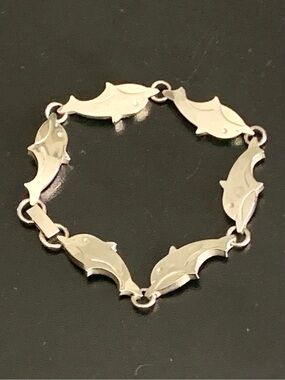 Vintage Mexico Sterling Silver 925 Dolphin Link Bracelet  21g -   7.1/2”
